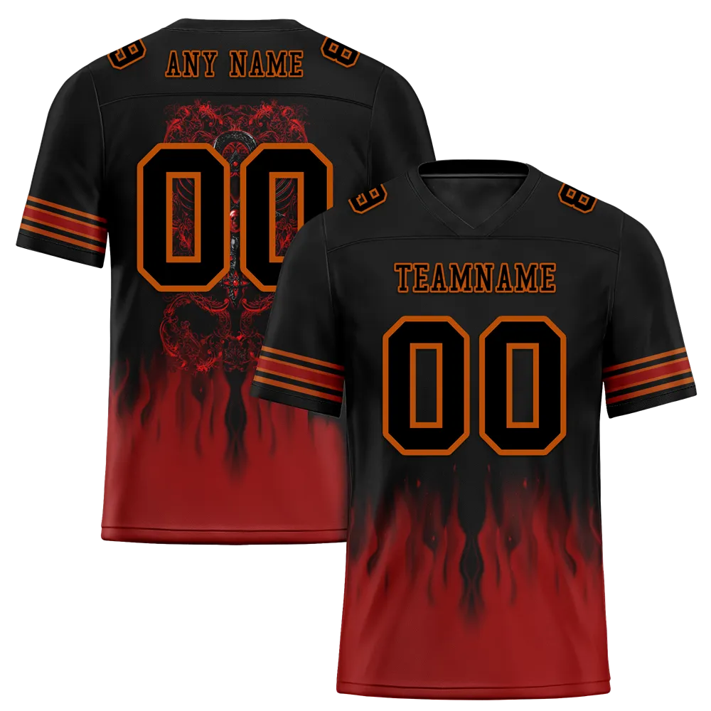Custom Black Brown Skull Fashion Black Personalized Authentic Football Jersey FBJ02-bc0fba7