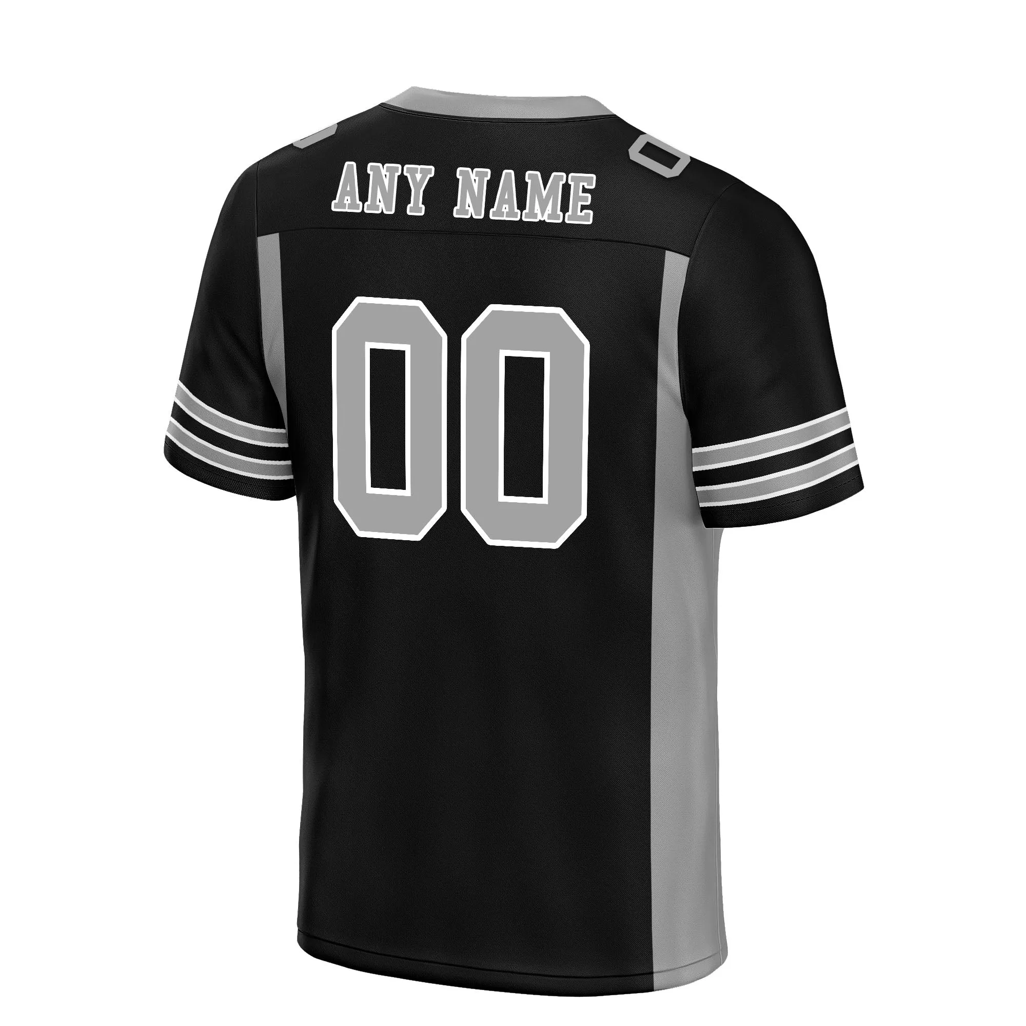 Custom Black Gray Striped Sleeves Personalized Authentic Football Jersey FBJ02-D06076