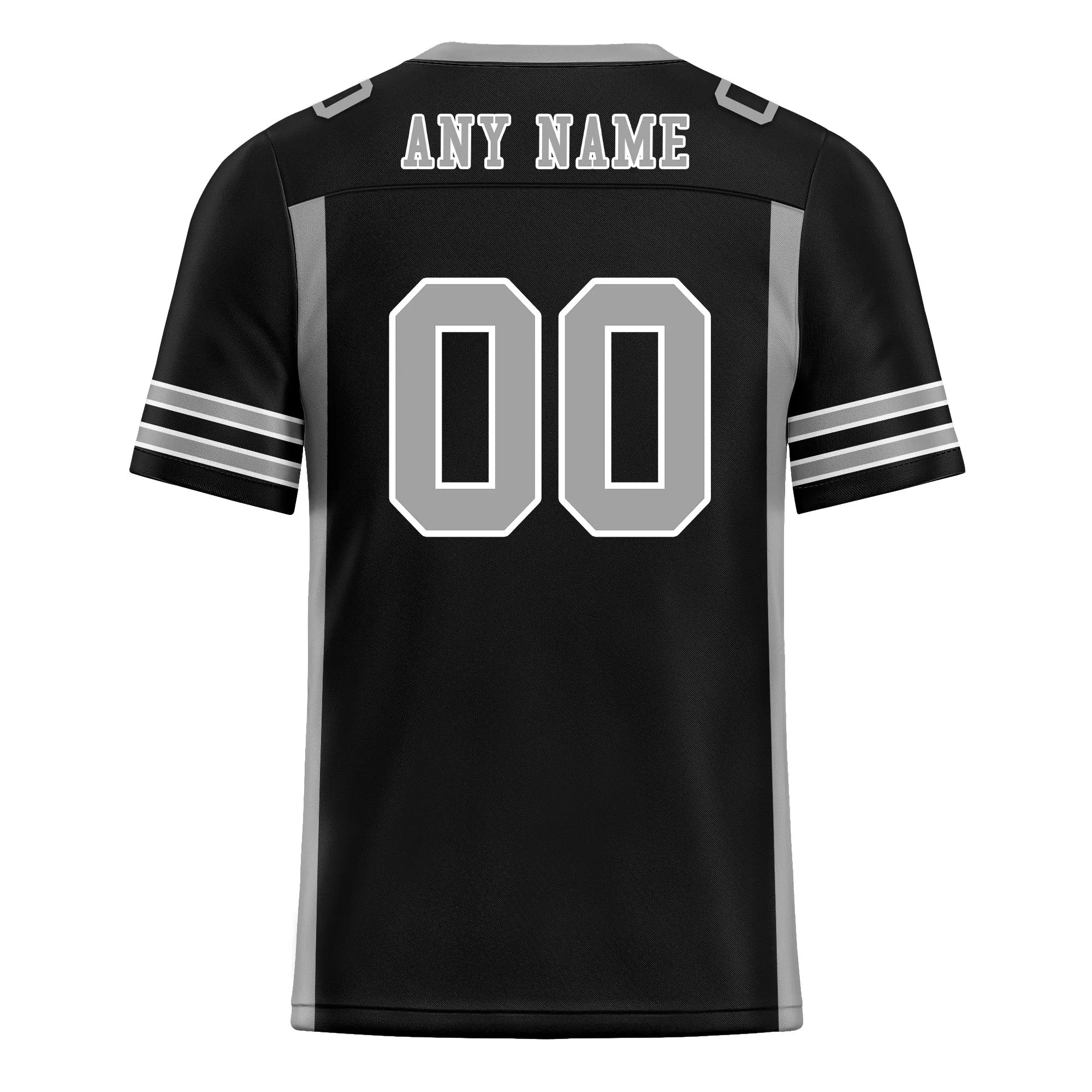 Custom Black Gray Striped Sleeves Personalized Authentic Football Jersey FBJ02-D06076