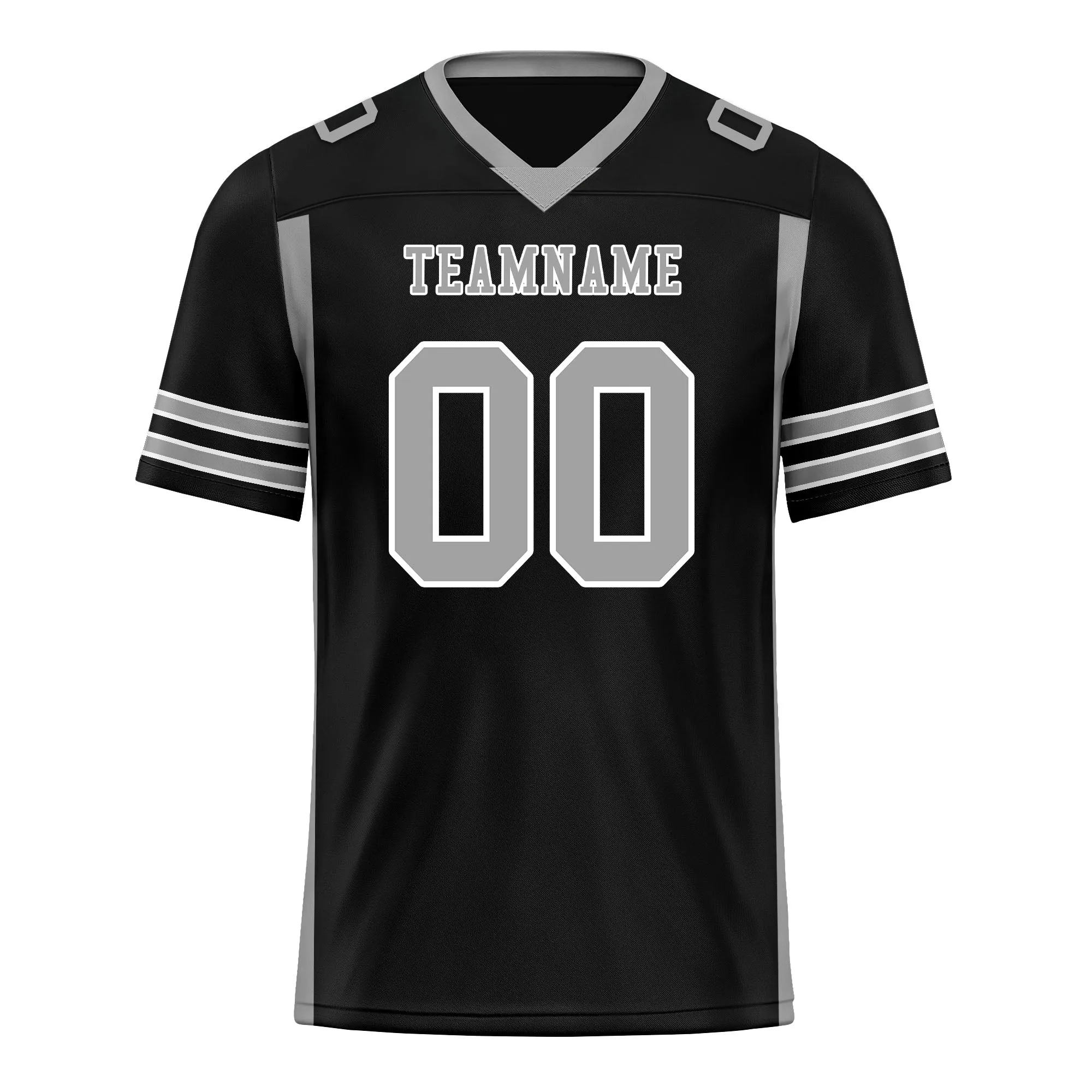 Custom Black Gray Striped Sleeves Personalized Authentic Football Jersey FBJ02-D06076