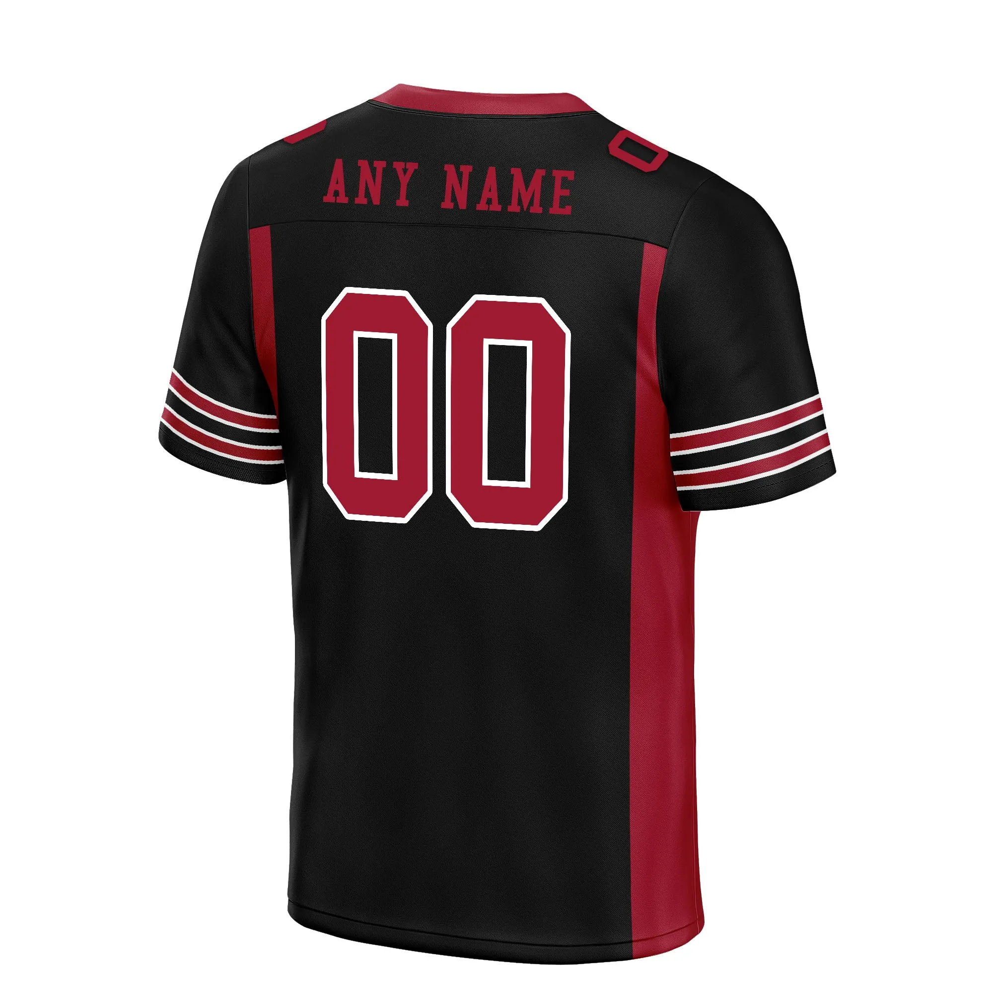 Custom Black Red Striped Sleeves Personalized Authentic Football Jersey FBJ02-D06074