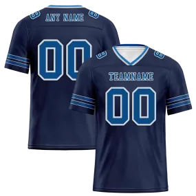Custom Black Sleeve Stripes Blue Personalized Authentic Football Jersey FBJ02-bc0f08d