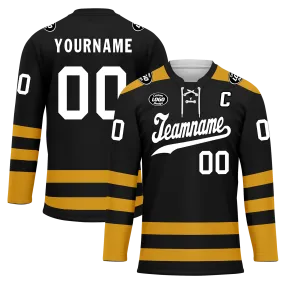 Custom Black Yellow Personalized Hockey Jersey HCKJ01-D0a70ee