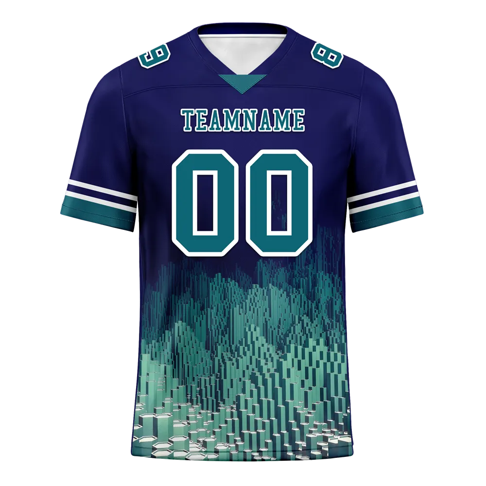 Custom Blue 3D Pattern Aqua Personalized Authentic Football Jersey FBJ02-bc0fae9