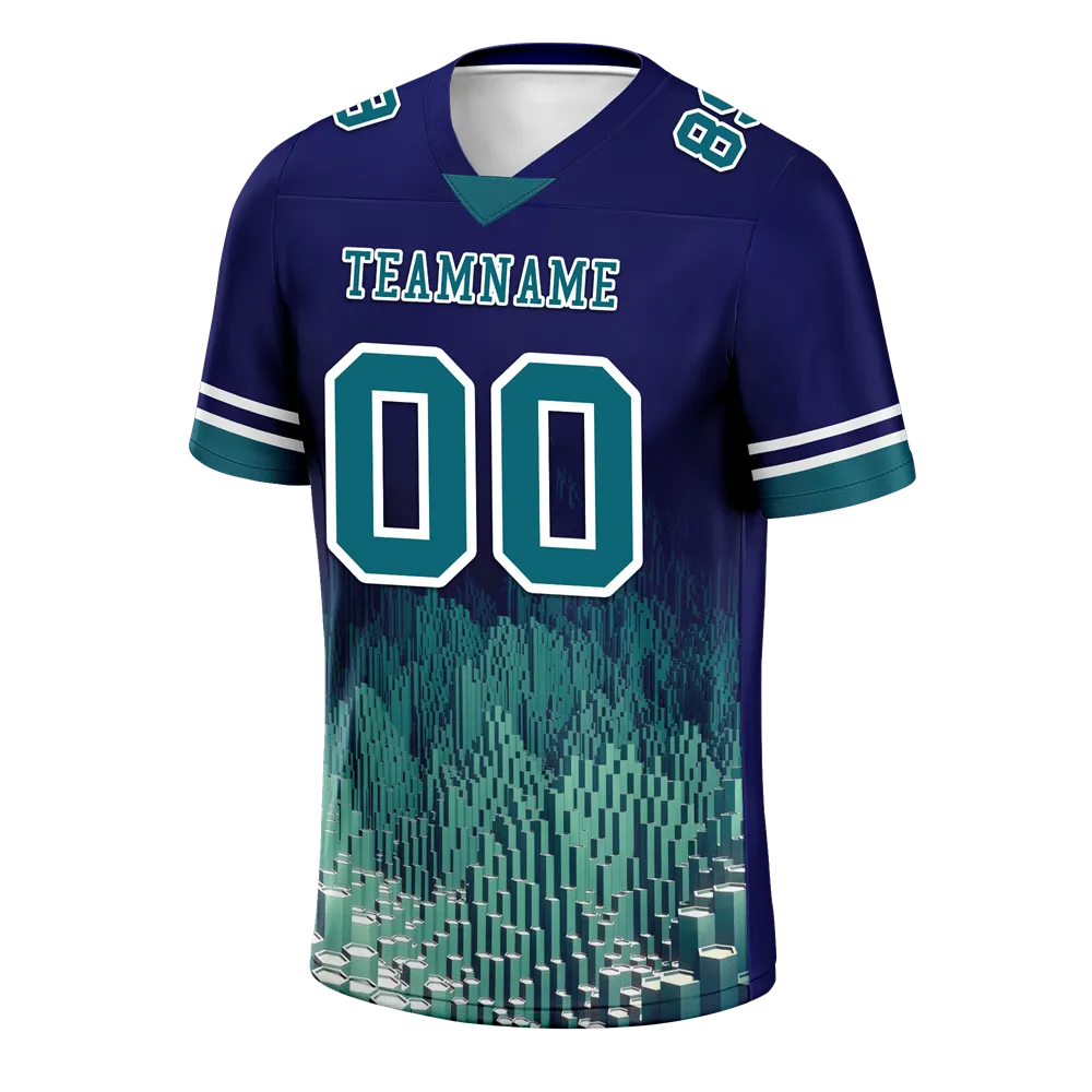Custom Blue 3D Pattern Aqua Personalized Authentic Football Jersey FBJ02-bc0fae9