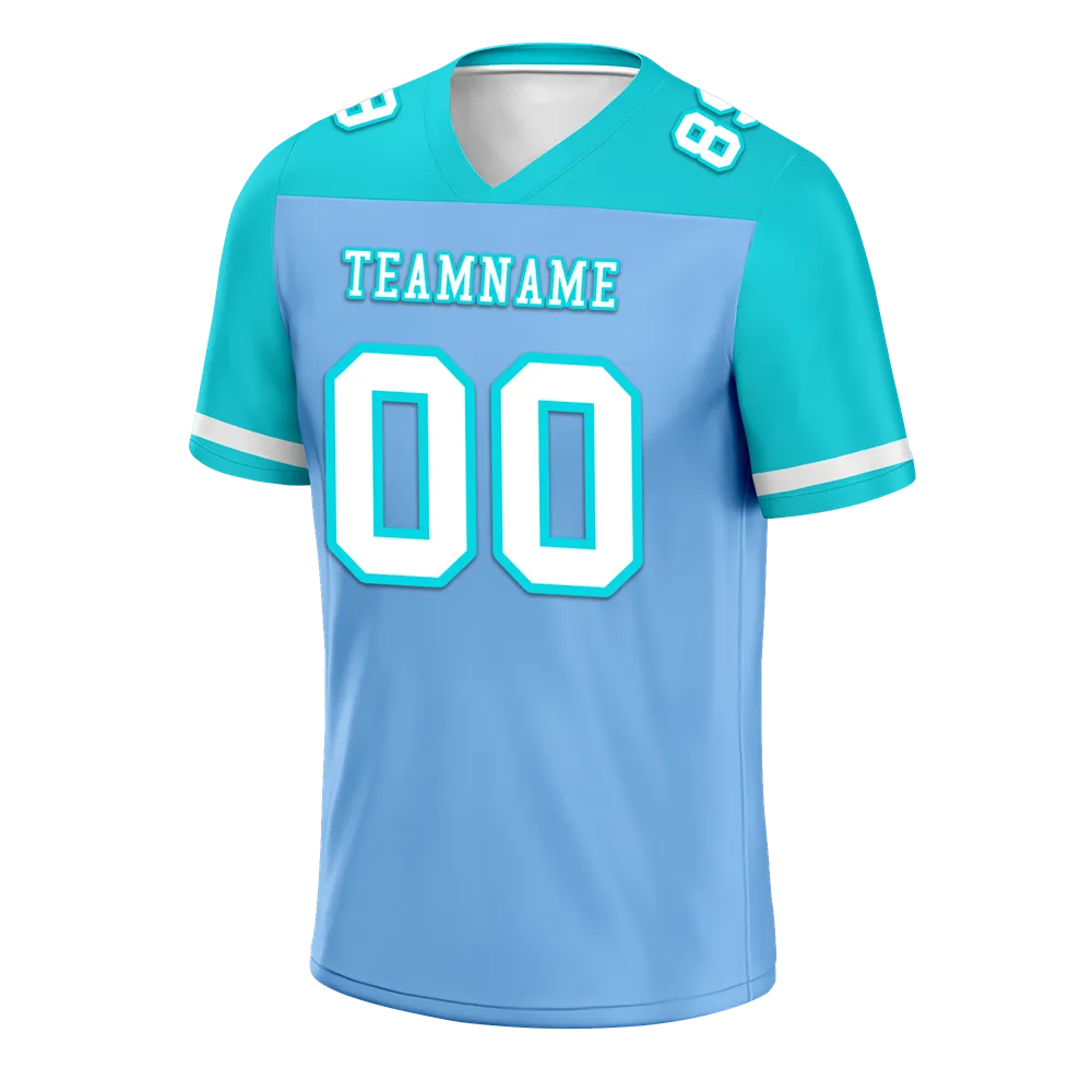 Custom Blue Aqua Raglan Sleeves White Personalized Authentic Football Jersey FBJ02-bc0f0b8