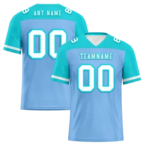 Custom Blue Aqua Raglan Sleeves White Personalized Authentic Football Jersey FBJ02-bc0f0b8