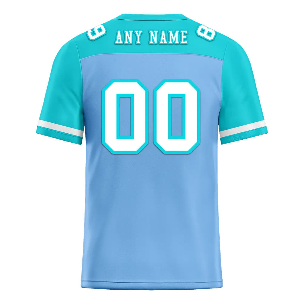 Custom Blue Aqua Raglan Sleeves White Personalized Authentic Football Jersey FBJ02-bc0f0b8