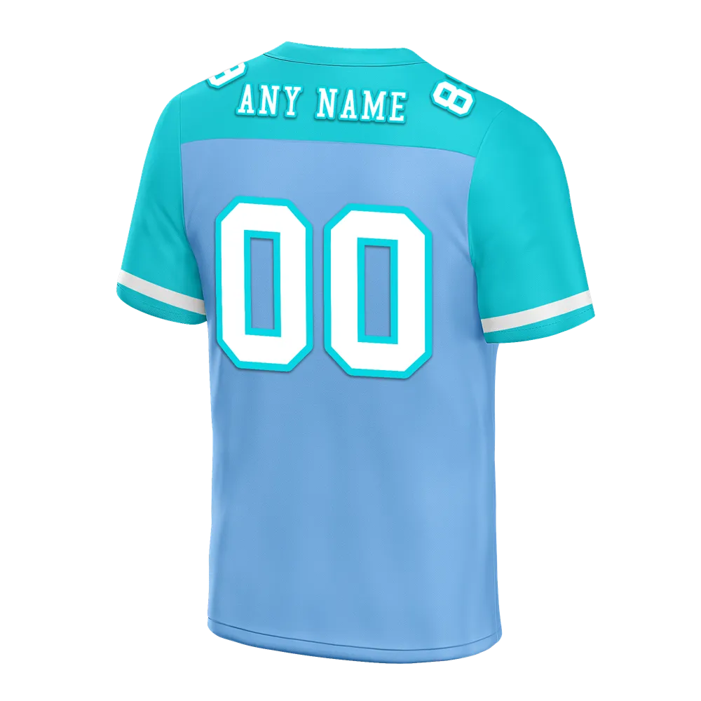 Custom Blue Aqua Raglan Sleeves White Personalized Authentic Football Jersey FBJ02-bc0f0b8