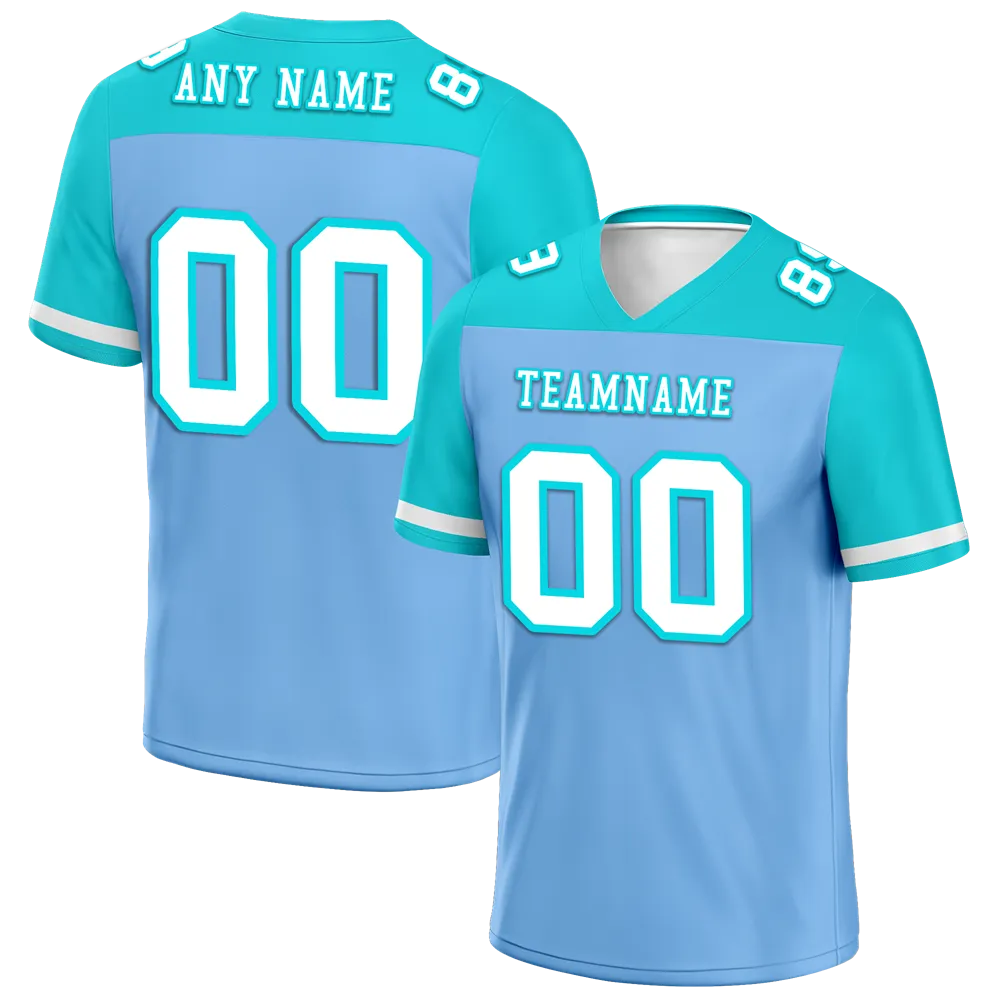 Custom Blue Aqua Raglan Sleeves White Personalized Authentic Football Jersey FBJ02-bc0f0b8