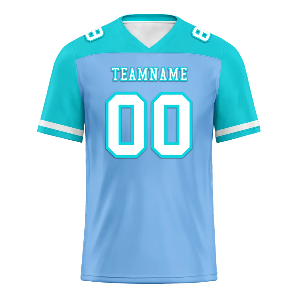 Custom Blue Aqua Raglan Sleeves White Personalized Authentic Football Jersey FBJ02-bc0f0b8