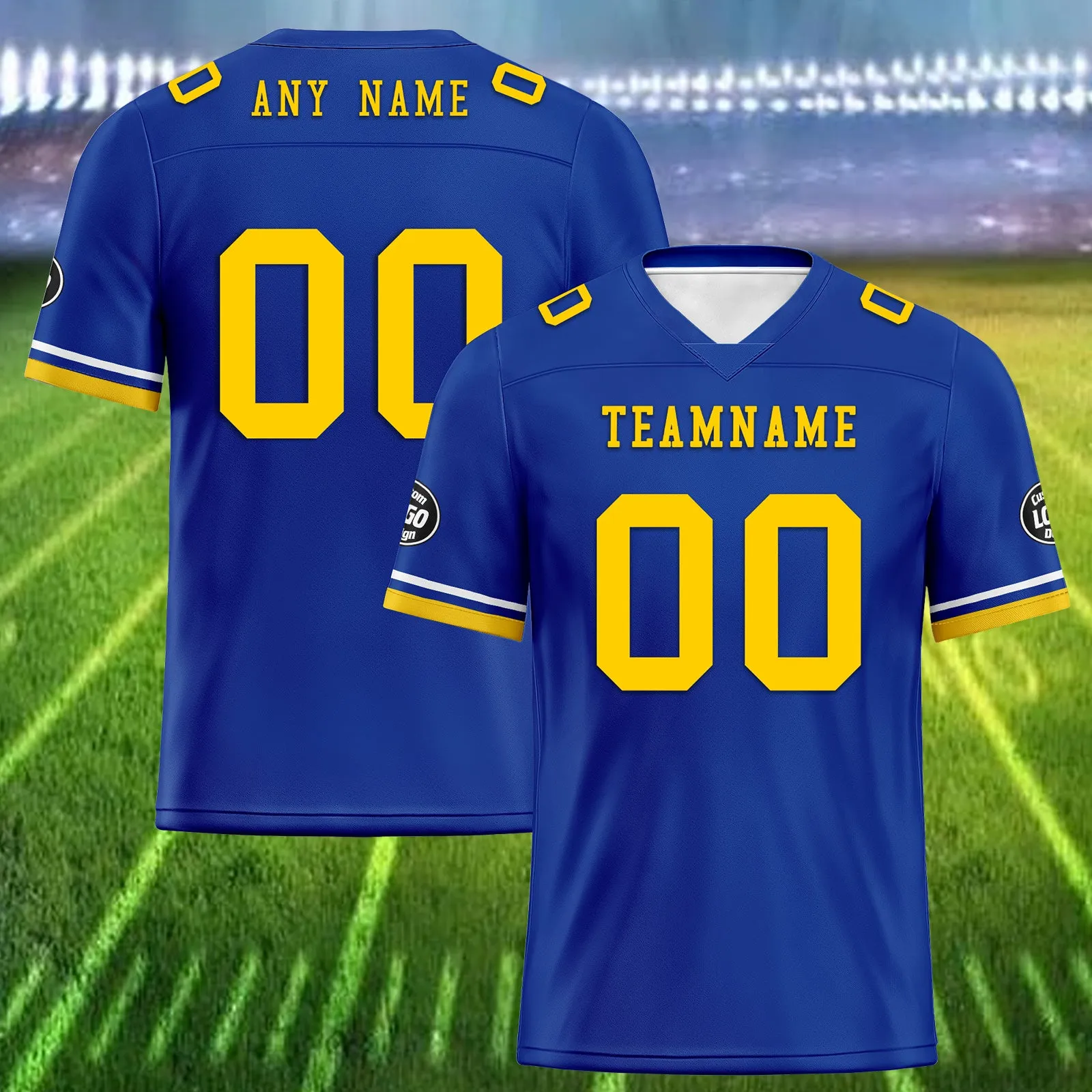 Custom Blue Los Angeles Personalized Authentic Football Jersey FBJ02-D020263-15