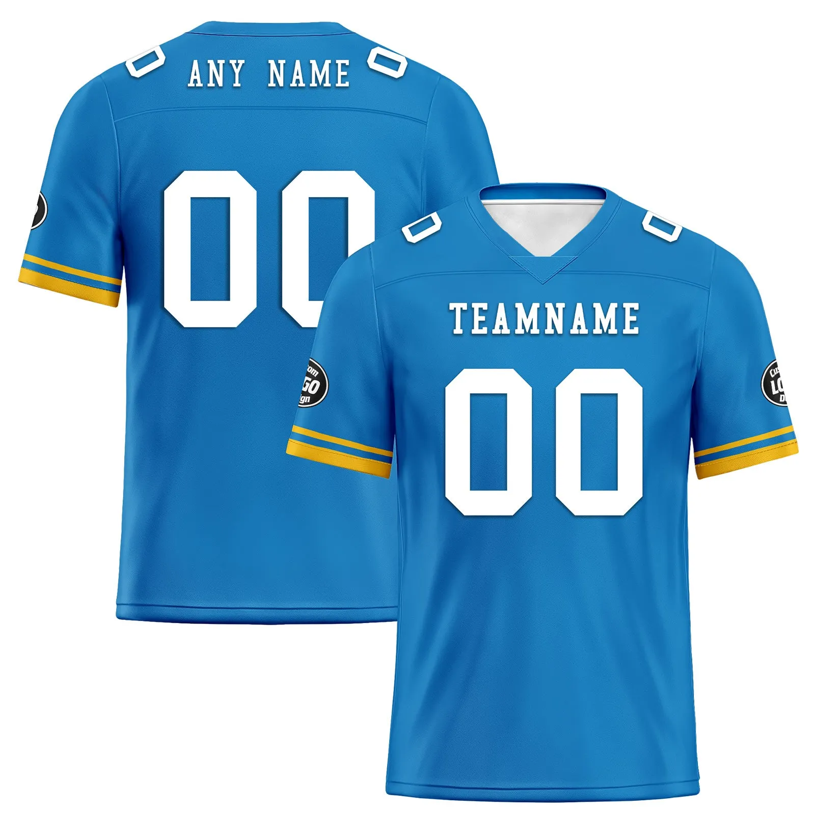 Custom Blue Los Angeles Personalized Authentic Football Jersey FBJ02-D020263-22