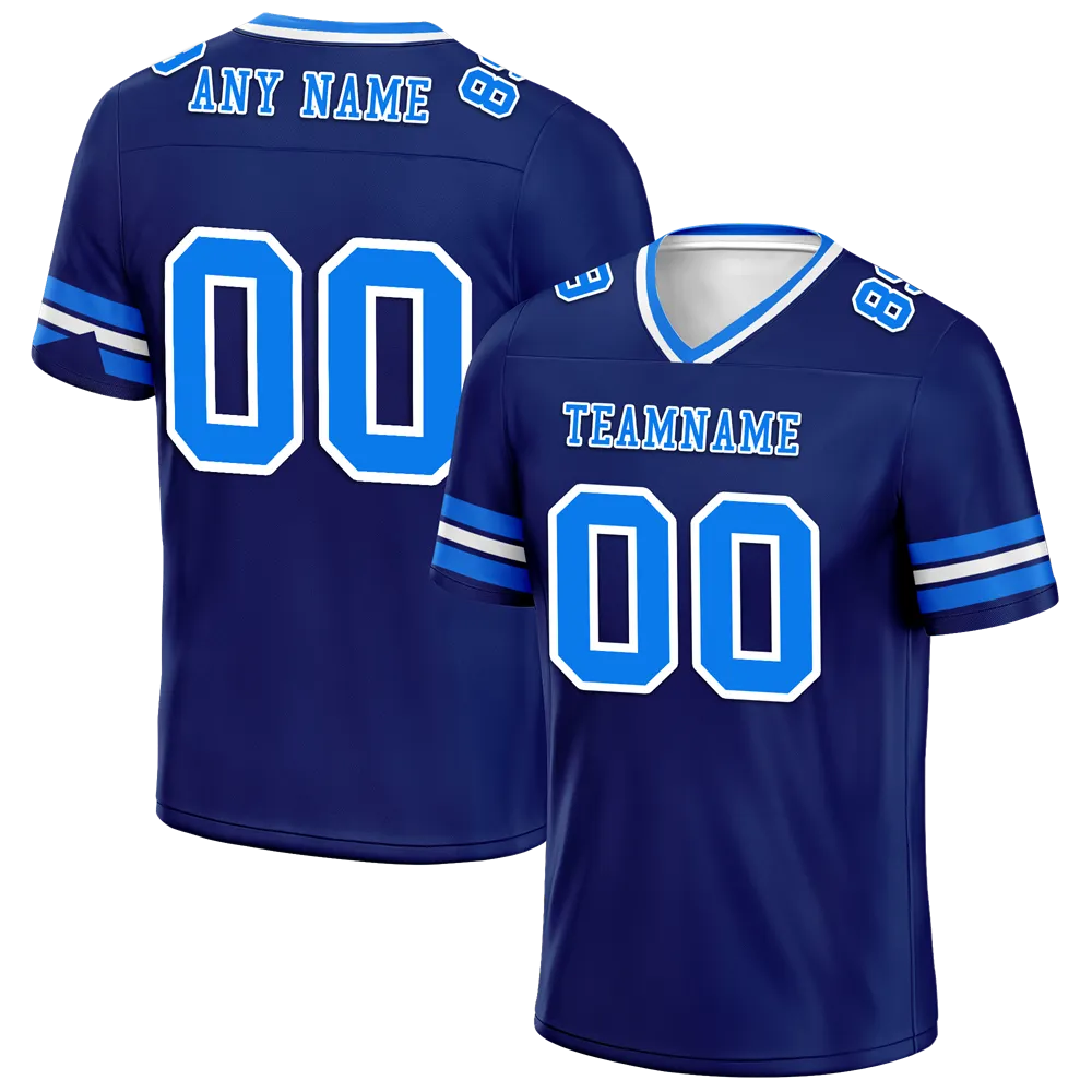 Custom Blue Sleeve Stripes Blue Personalized Authentic Football Jersey FBJ02-bc0f0fc
