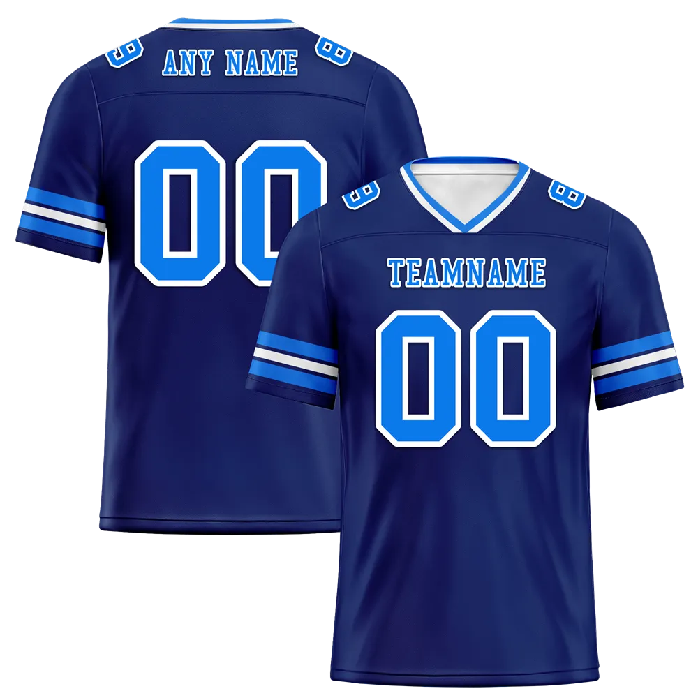 Custom Blue Sleeve Stripes Blue Personalized Authentic Football Jersey FBJ02-bc0f0fc