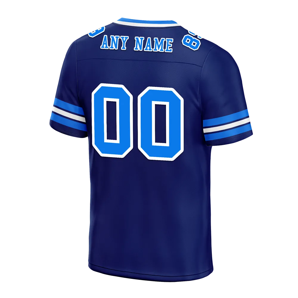 Custom Blue Sleeve Stripes Blue Personalized Authentic Football Jersey FBJ02-bc0f0fc