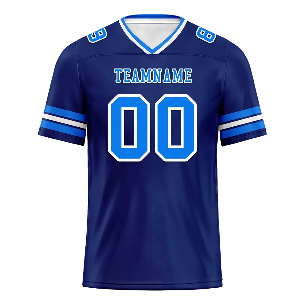 Custom Blue Sleeve Stripes Blue Personalized Authentic Football Jersey FBJ02-bc0f0fc