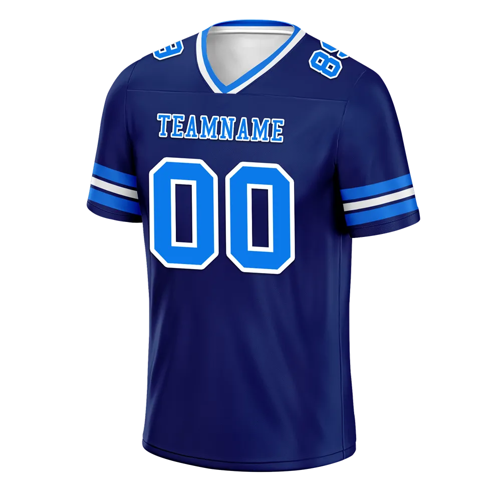 Custom Blue Sleeve Stripes Blue Personalized Authentic Football Jersey FBJ02-bc0f0fc