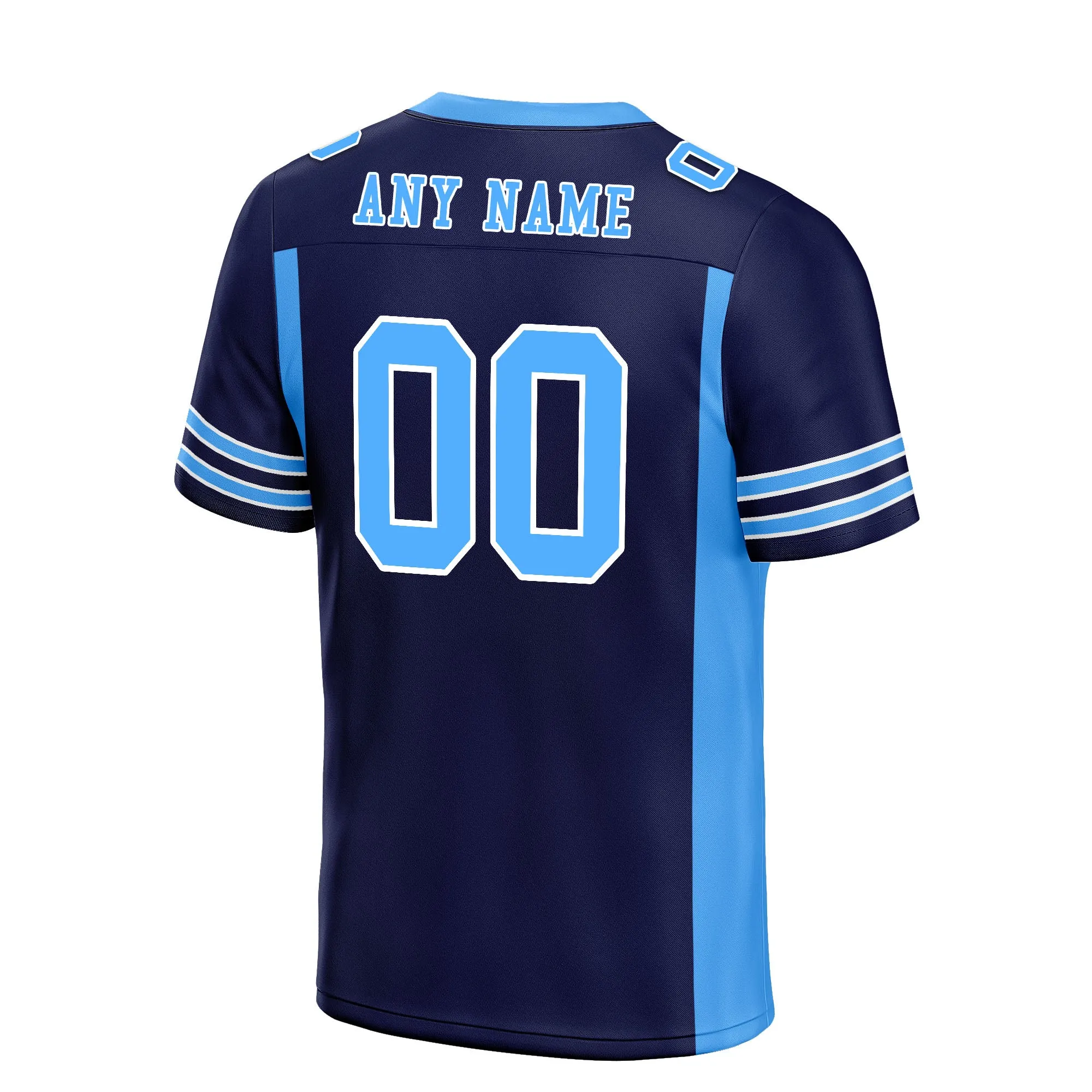 Custom Navy Blue Striped Sleeves Personalized Authentic Football Jersey FBJ02-D06050