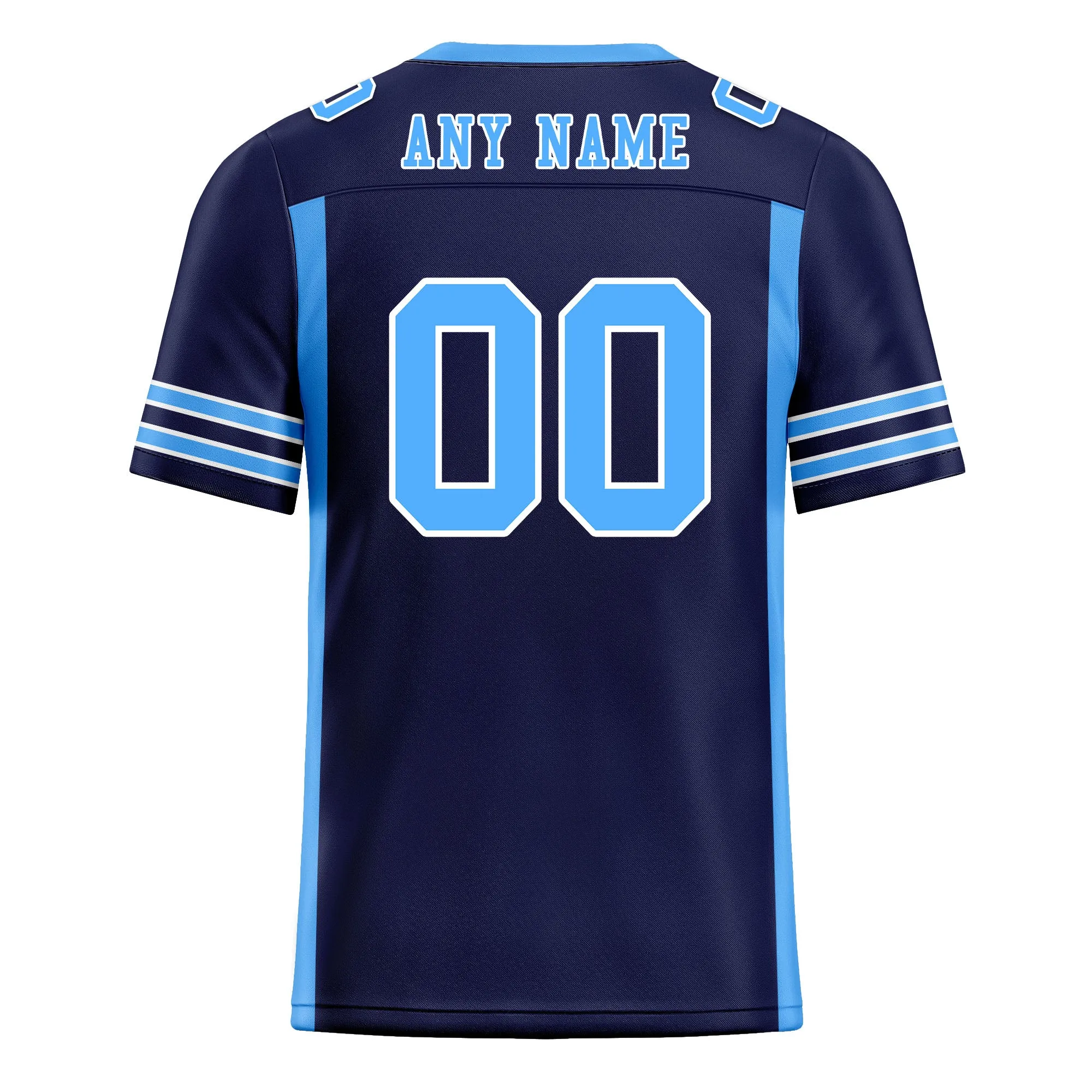Custom Navy Blue Striped Sleeves Personalized Authentic Football Jersey FBJ02-D06050