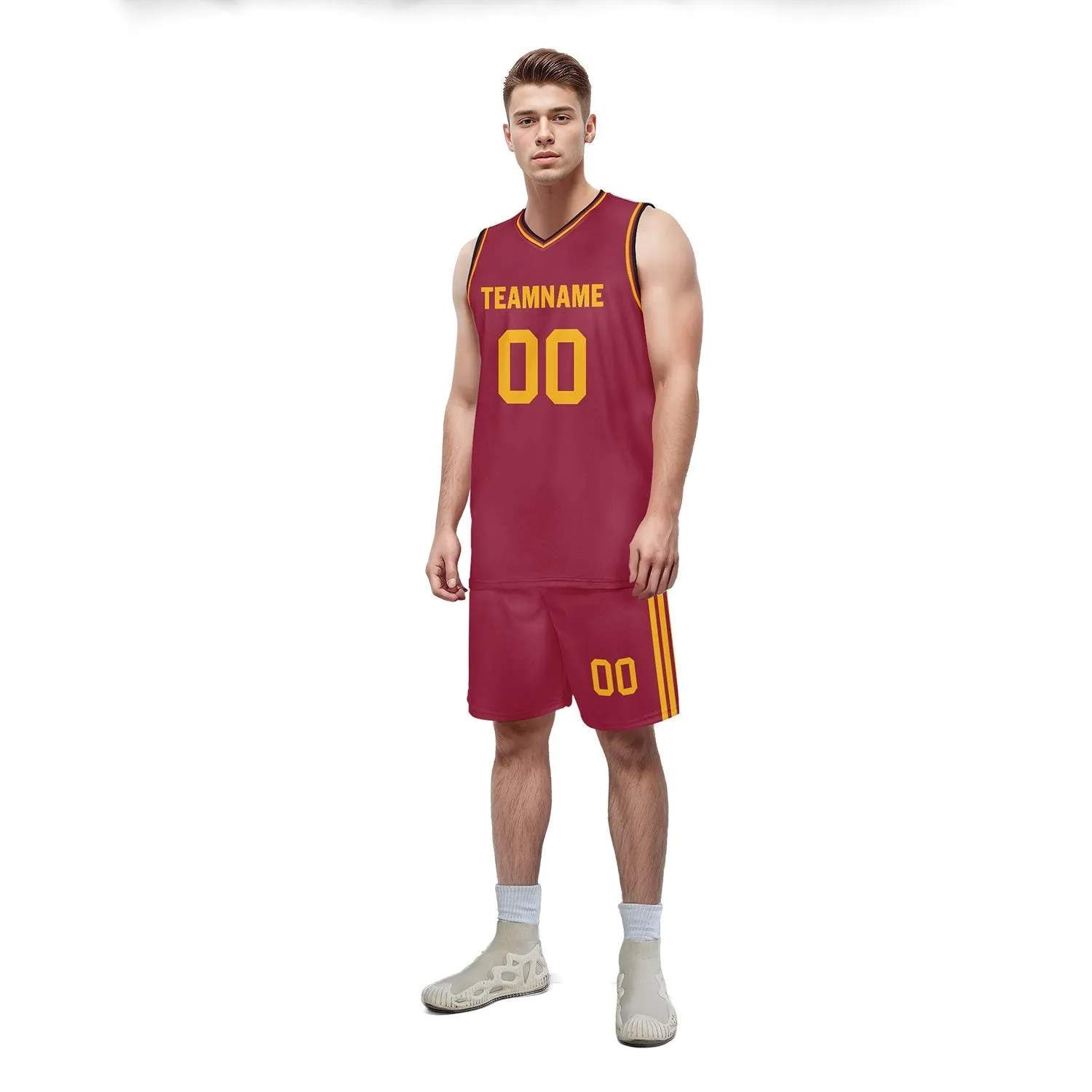 Custom Red Classic Style Sports Uniform Basketball Jersey BBJ01-D020105-2