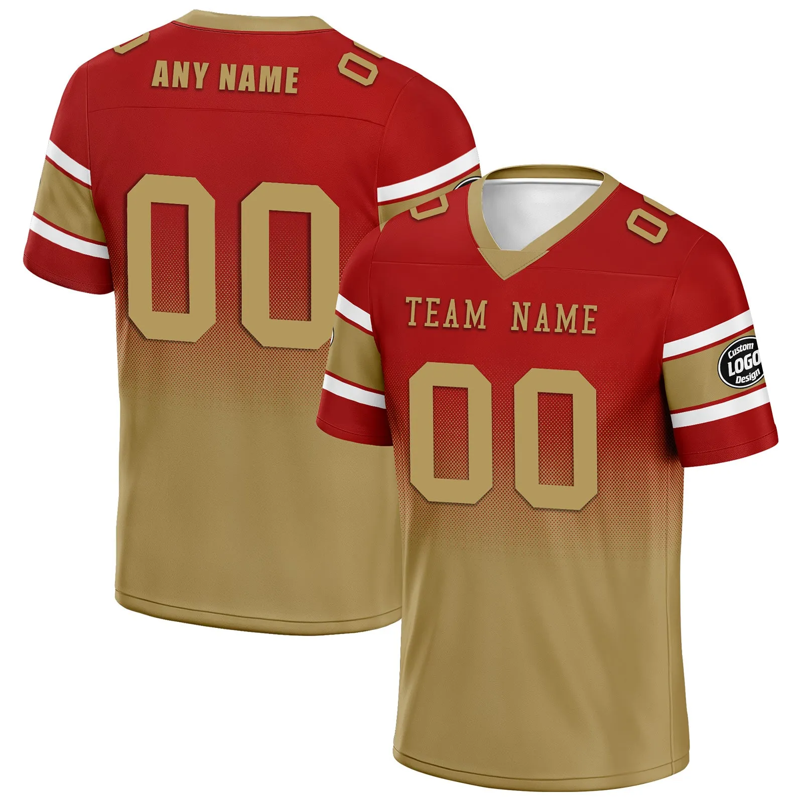 Custom Red Yellow San Francisco Personalized Authentic Football Jersey FBJ02-D020249-25