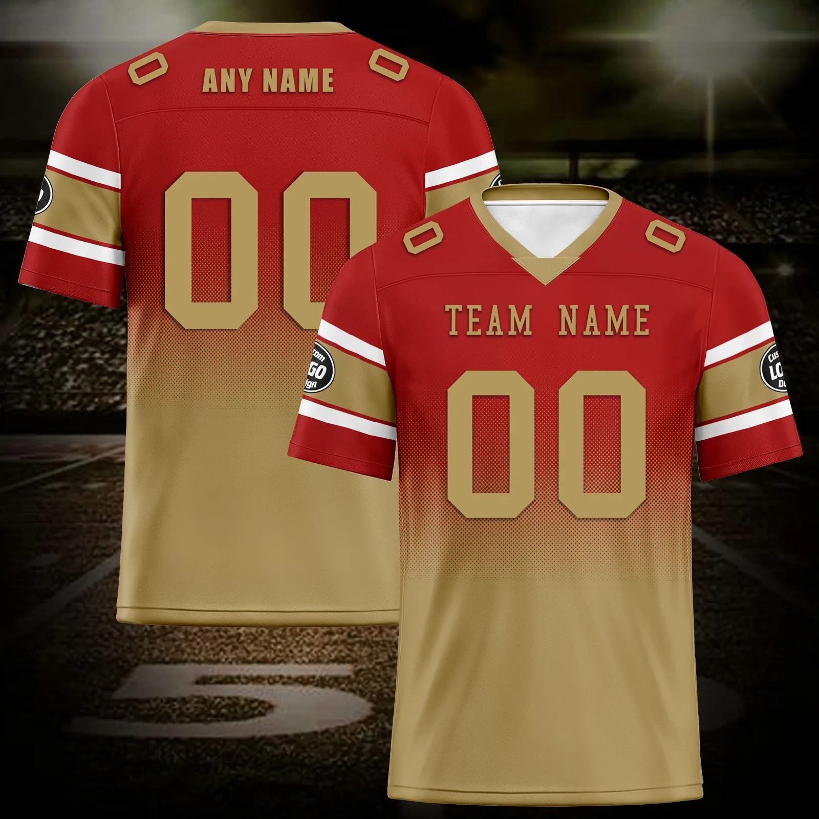 Custom Red Yellow San Francisco Personalized Authentic Football Jersey FBJ02-D020249-25
