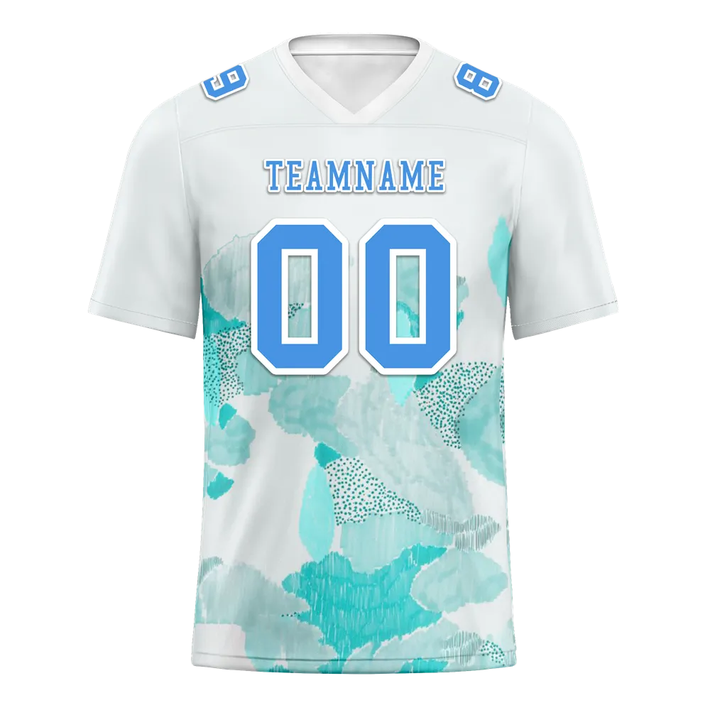 Custom White Graffiti Pattern Blue Personalized Authentic Football Jersey FBJ02-bc0facd