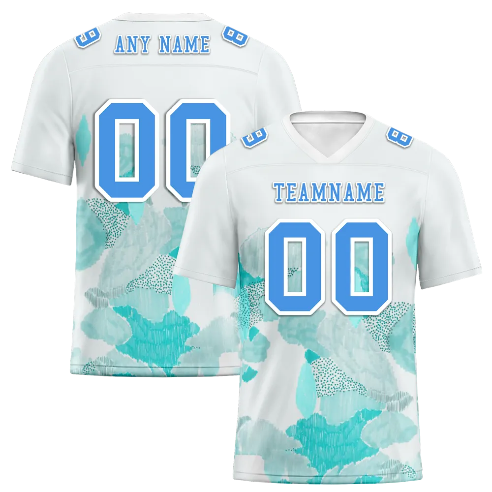 Custom White Graffiti Pattern Blue Personalized Authentic Football Jersey FBJ02-bc0facd