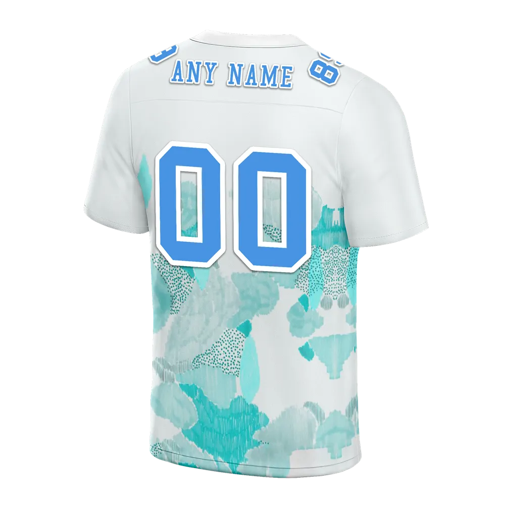 Custom White Graffiti Pattern Blue Personalized Authentic Football Jersey FBJ02-bc0facd