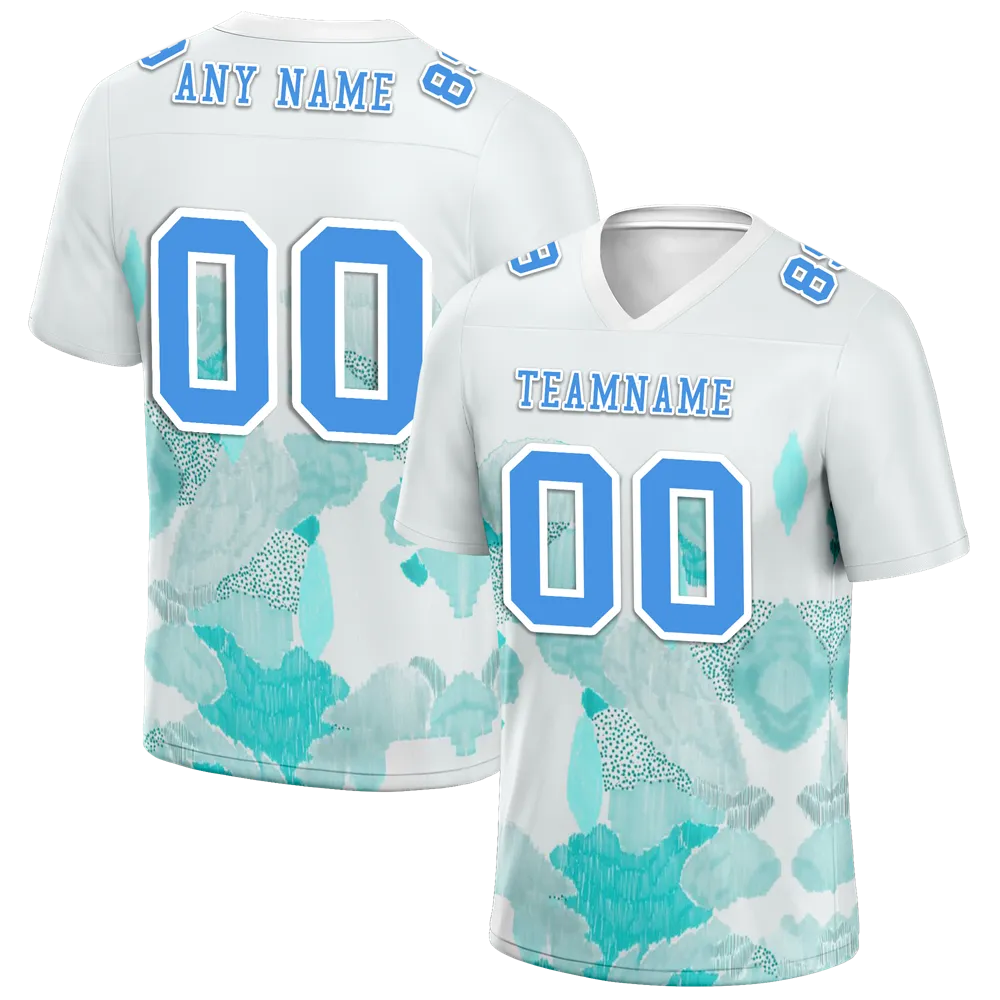 Custom White Graffiti Pattern Blue Personalized Authentic Football Jersey FBJ02-bc0facd