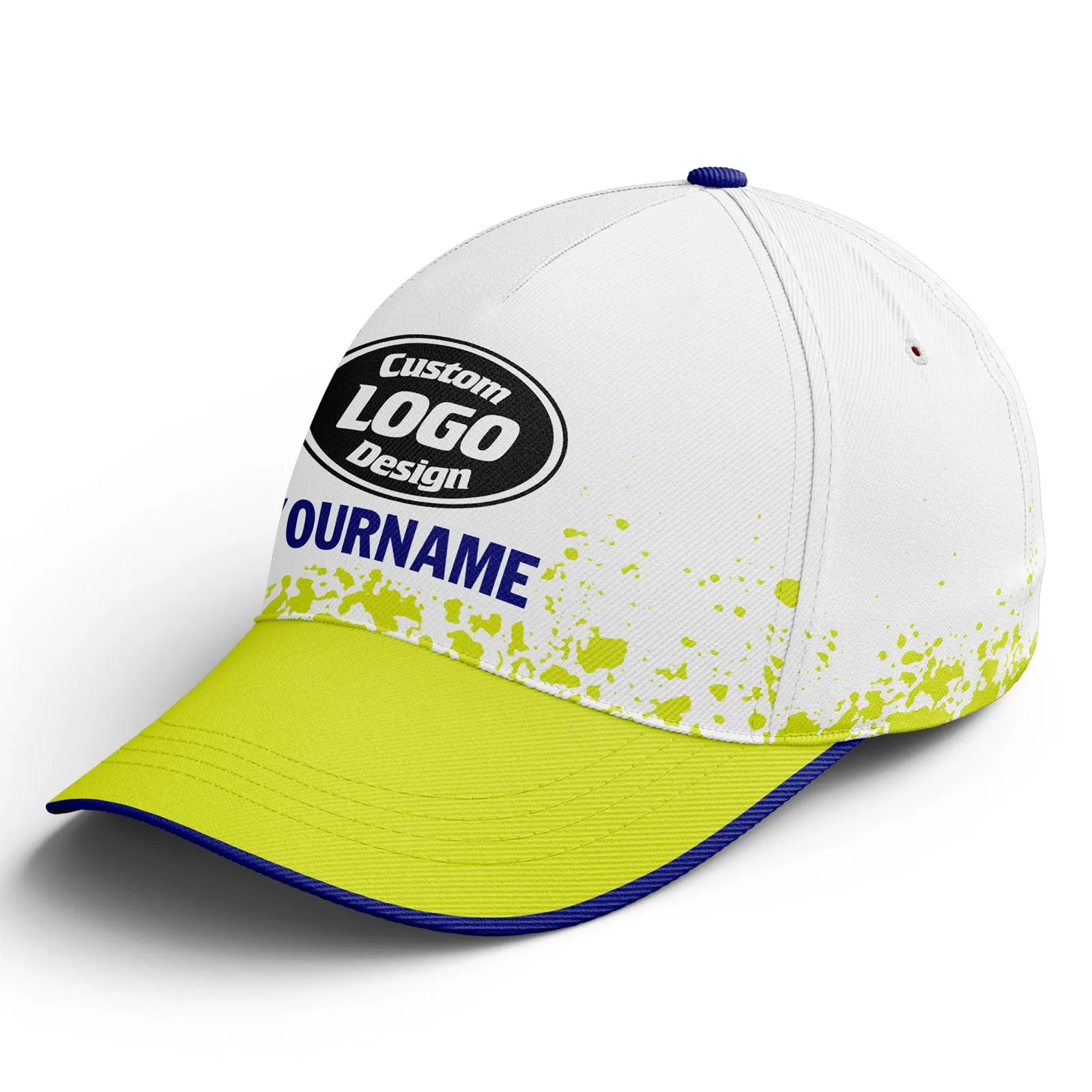Custom White Green Hat Sport Design Cap Stitched Adjustable Personalized YW061-D020231-8