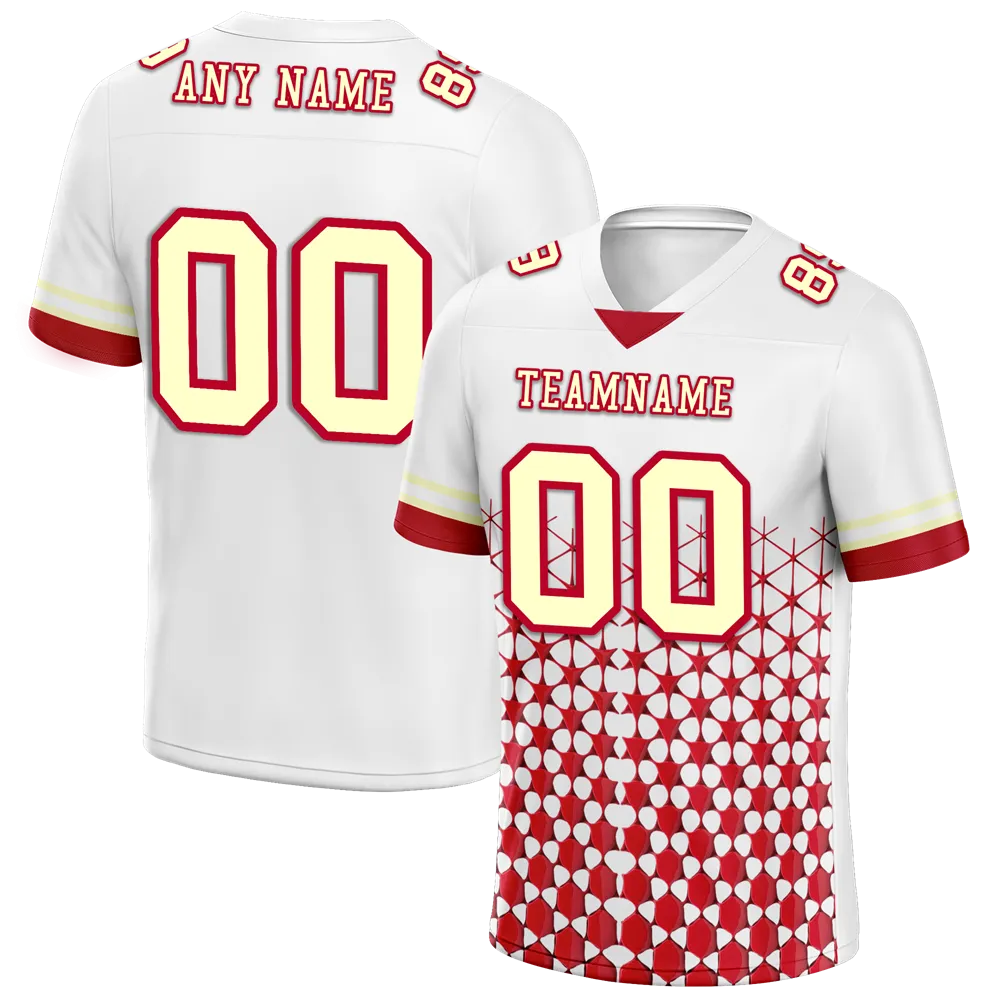Custom White Red 3D Pattern Yellow Personalized Authentic Football Jersey FBJ02-bc0faea