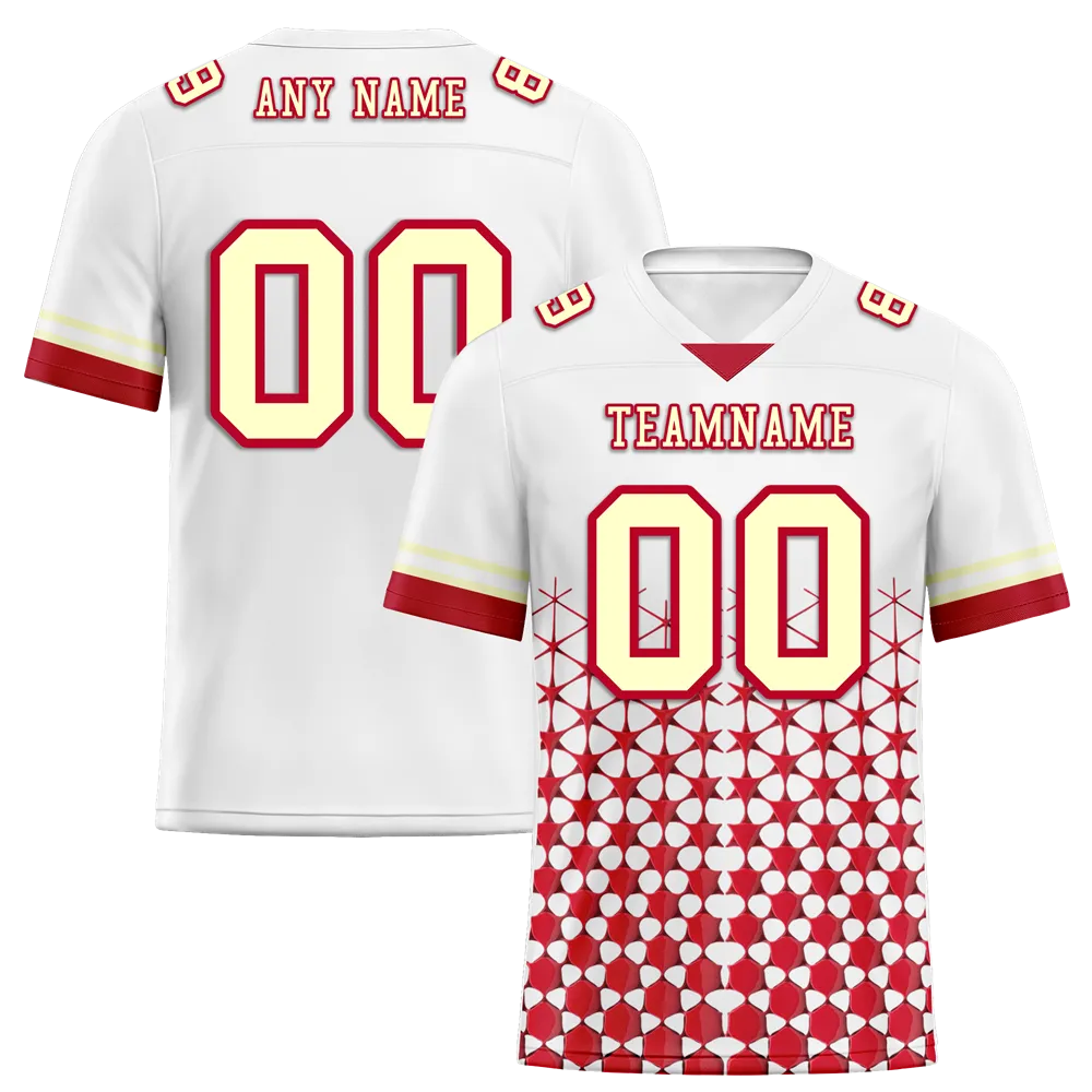 Custom White Red 3D Pattern Yellow Personalized Authentic Football Jersey FBJ02-bc0faea
