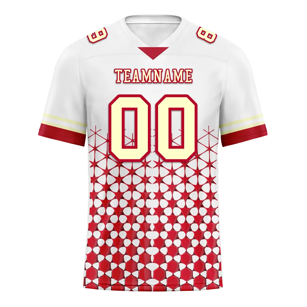 Custom White Red 3D Pattern Yellow Personalized Authentic Football Jersey FBJ02-bc0faea
