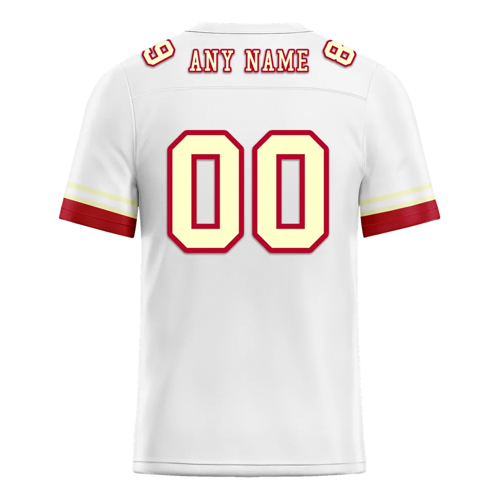 Custom White Red 3D Pattern Yellow Personalized Authentic Football Jersey FBJ02-bc0faea