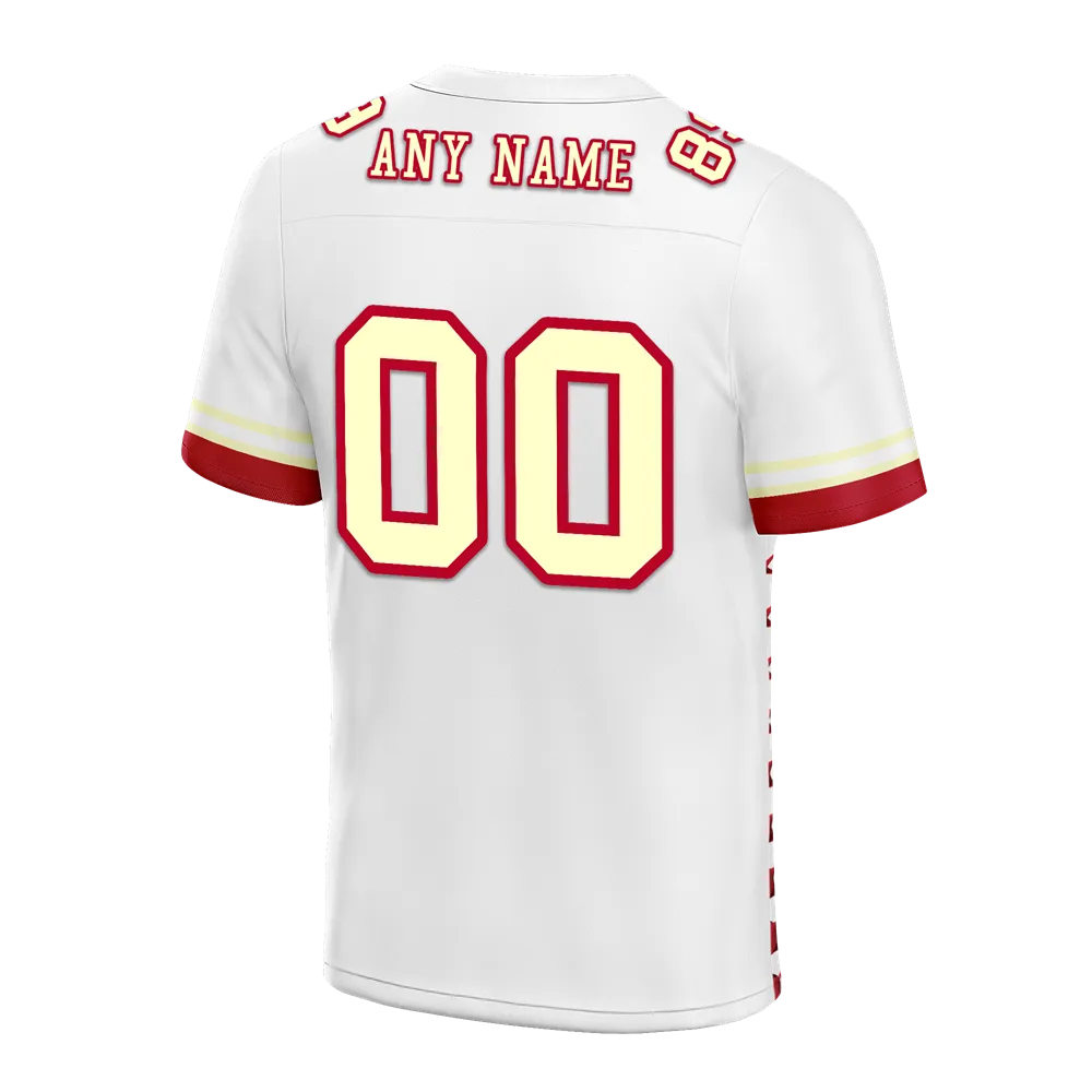 Custom White Red 3D Pattern Yellow Personalized Authentic Football Jersey FBJ02-bc0faea