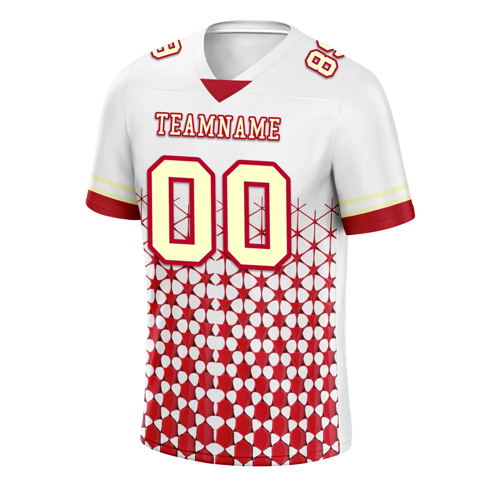 Custom White Red 3D Pattern Yellow Personalized Authentic Football Jersey FBJ02-bc0faea