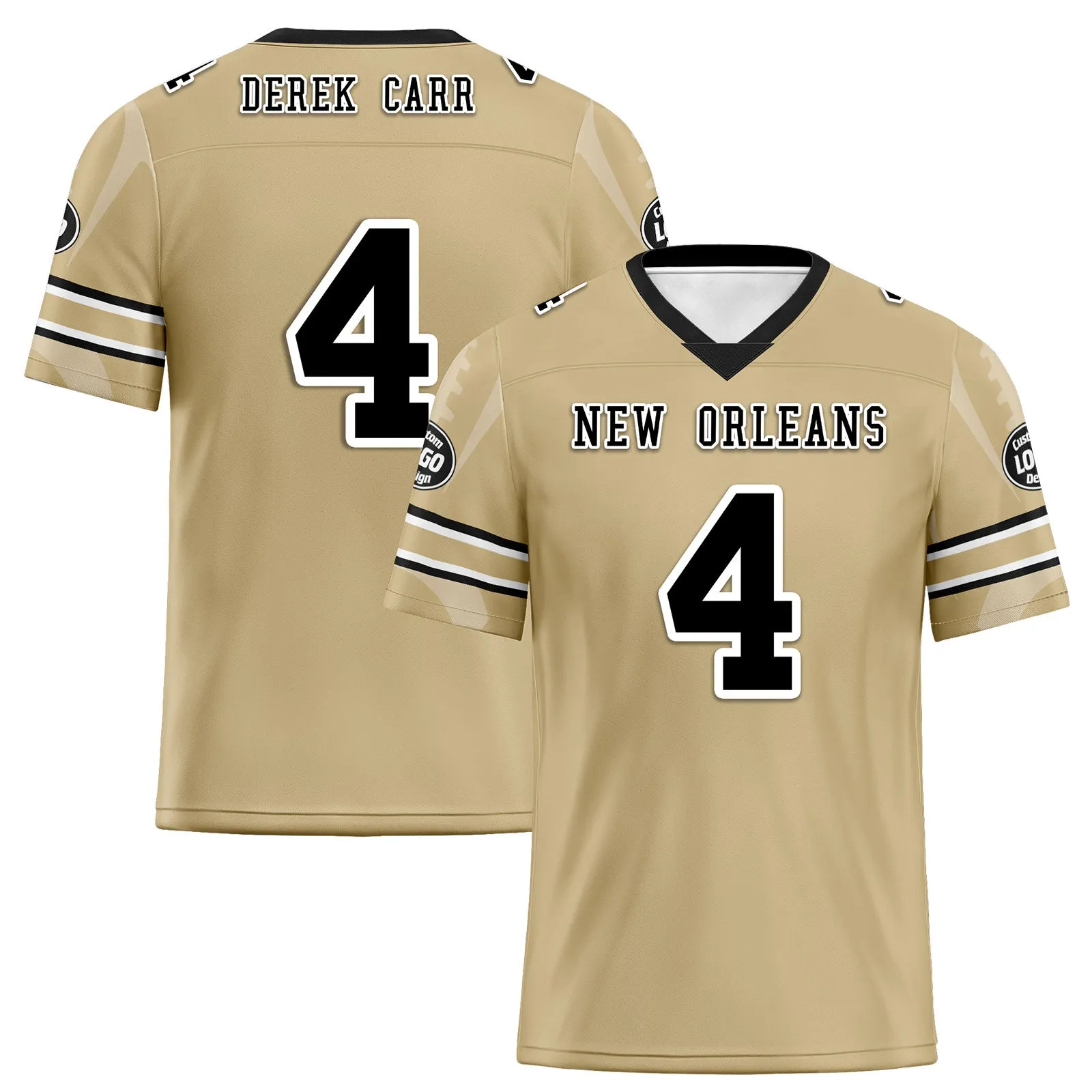 Custom Yellow New Orleans Personalized Authentic Football Jersey FBJ02-D025033-19