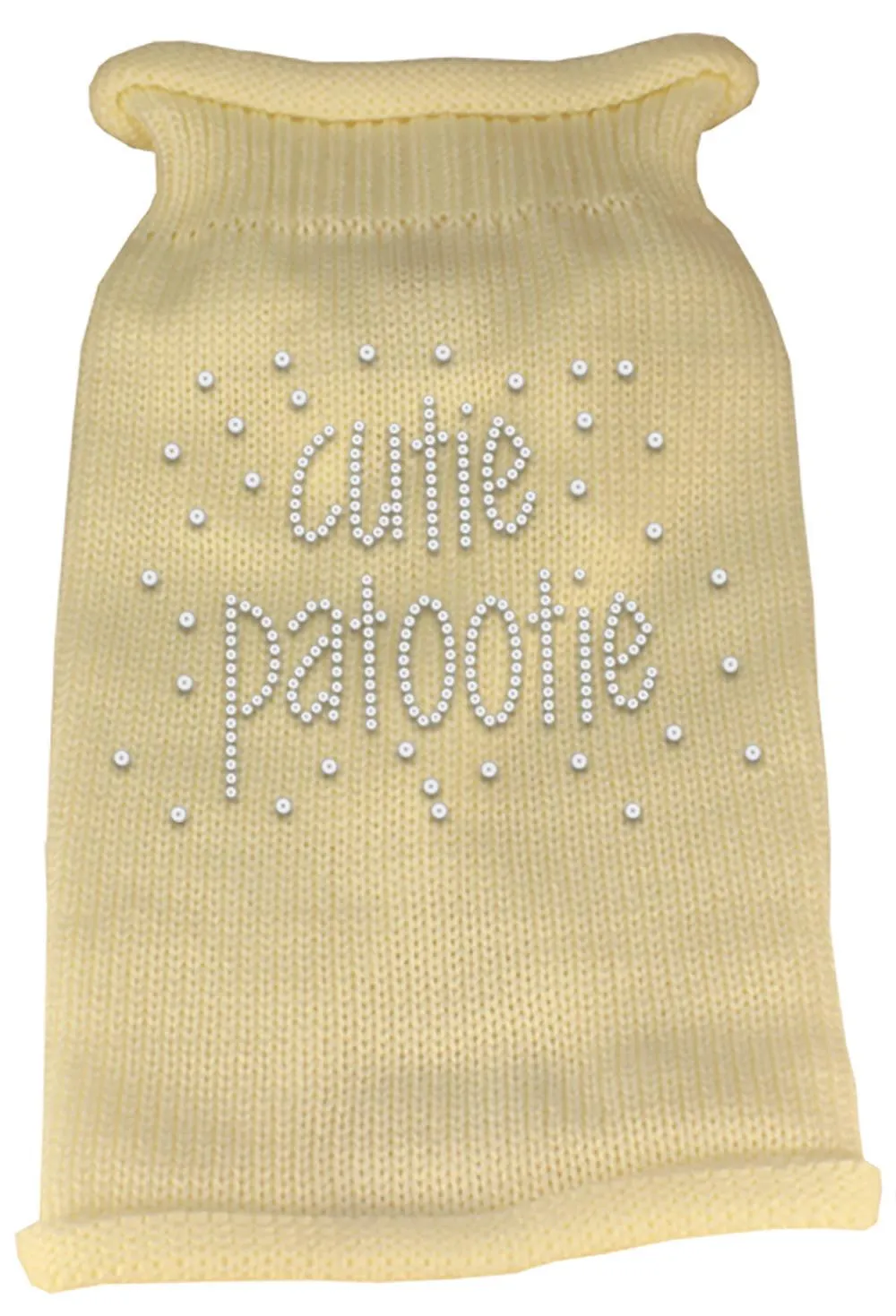 Cutie Patootie Rhinestone Knit Pet Sweater XS Cream