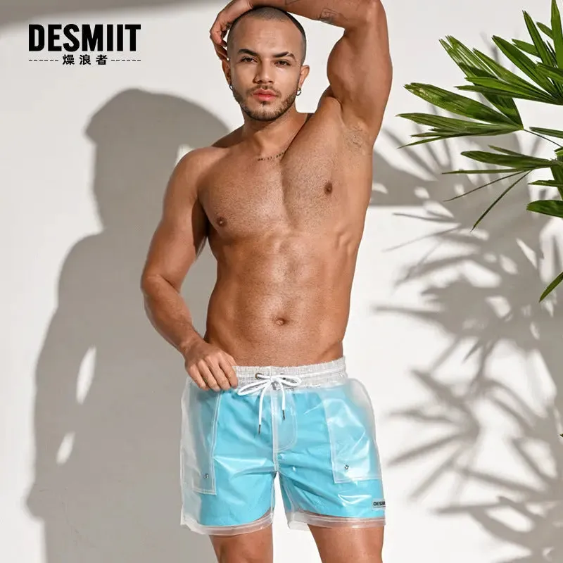 DESMIIT Mens Transparent Shorts