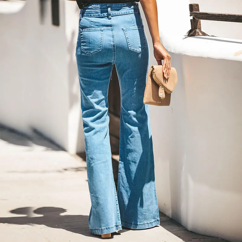 Flare High Waist  Stretch Jeans Waist Pants
