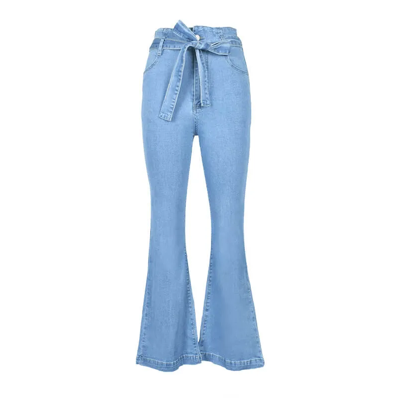 Flare High Waist  Stretch Jeans Waist Pants