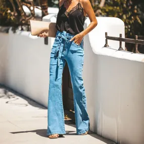Flare High Waist  Stretch Jeans Waist Pants