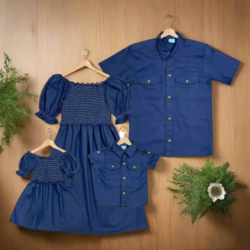 GINGER: chambray smocked midi dress