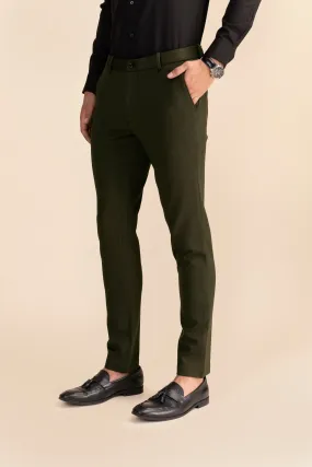 Green Lycra 4 Way Stretch Knit Trousers