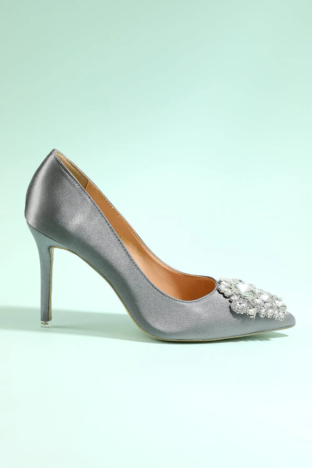 Grey Rhinestone Party Shoes