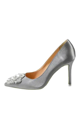 Grey Rhinestone Party Shoes