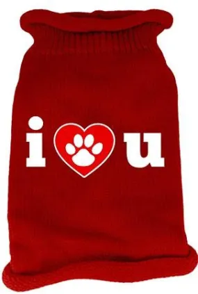 I Love You Screen Print Knit Pet Sweater XL Red
