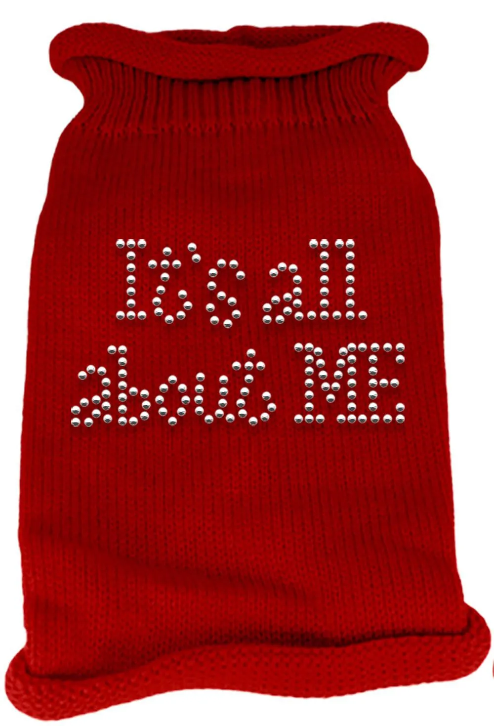 It's All About Me Rhinestone Knit Pet Sweater XS Red